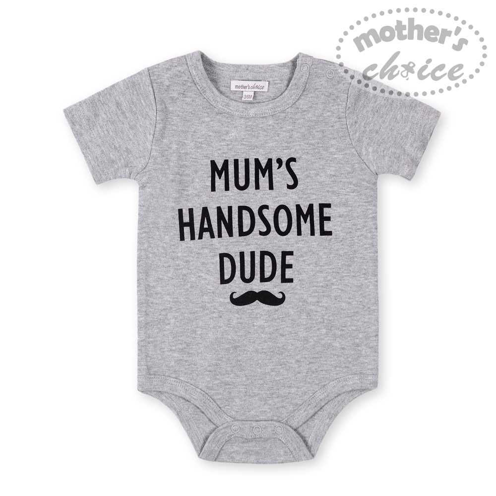 Mother's Choice Newborn Baby Infant 100% Pure Cotton Short Sleeves Handsome Dude Bodysuit and Romper
